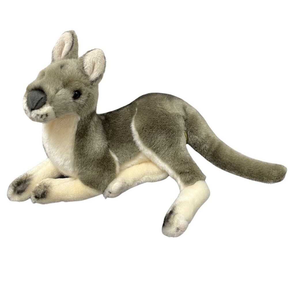 Bocchetta Plush Toys Grey Kangaroo Lying 35cm Animal Stuffed Toy for Kids Joy 