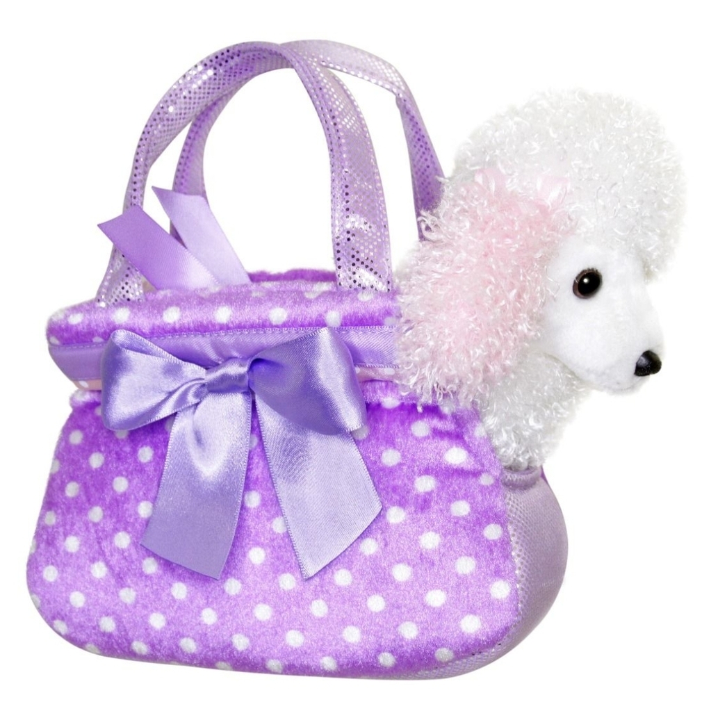 Poodle Dog in Spot Purple Bag Fancy Pals Dog in Bag Toy