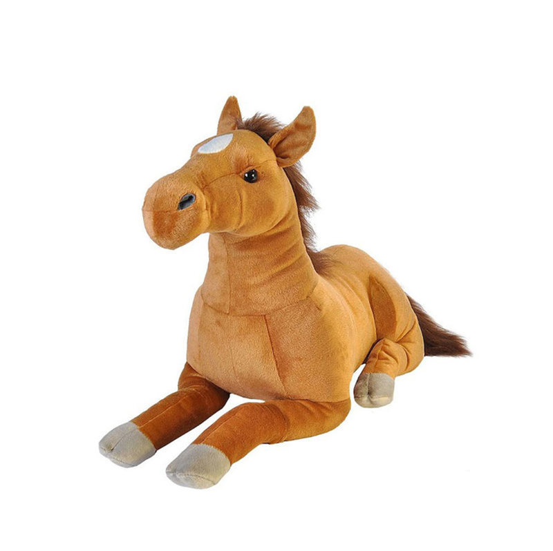 large plush horse with saddle