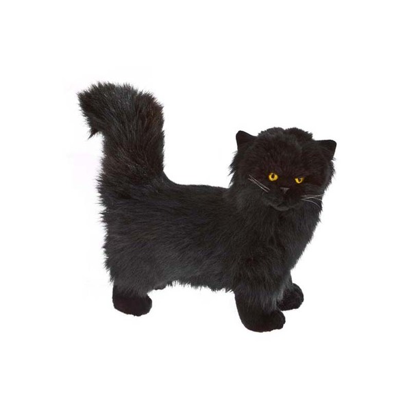 plush black cat with green eyes