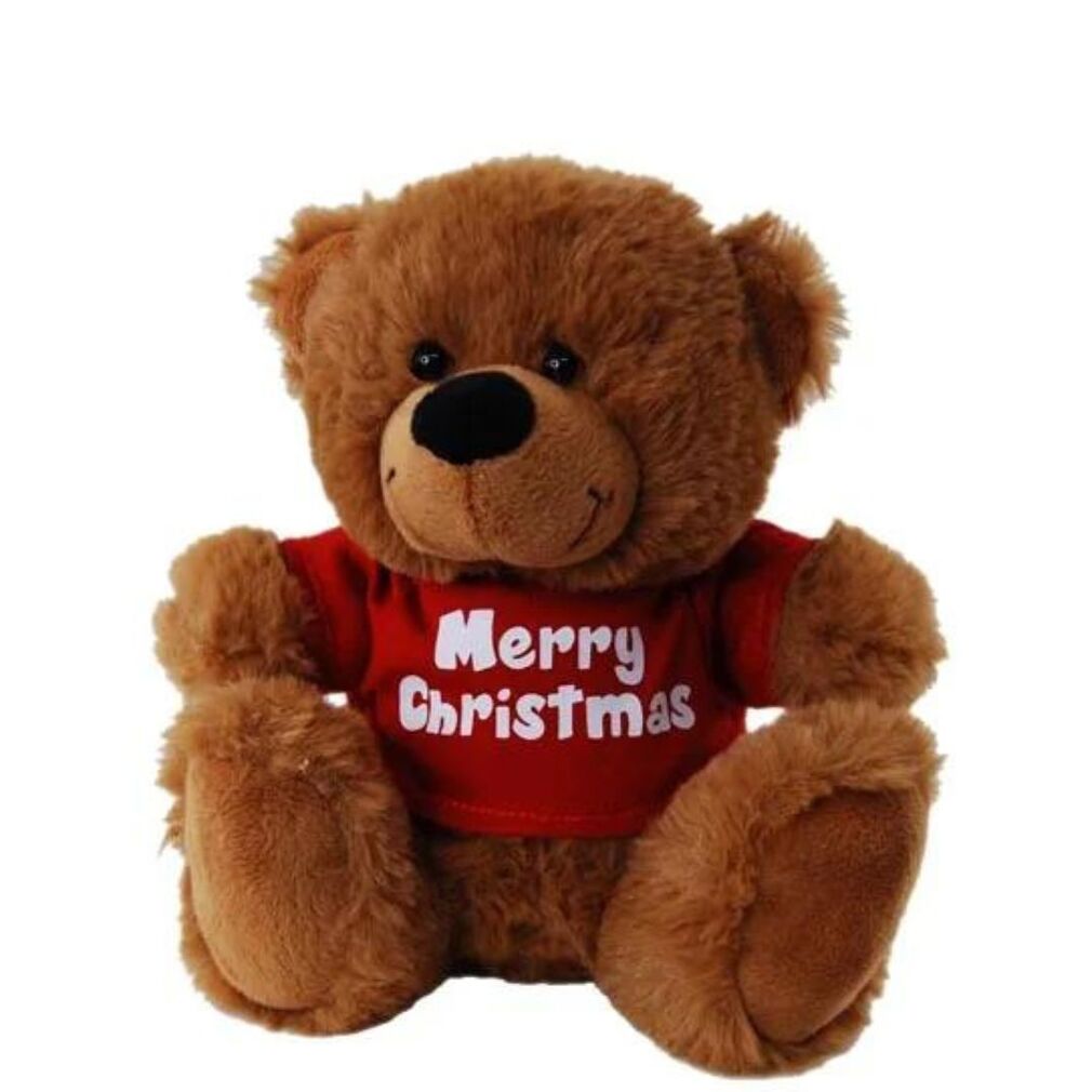 Brown Bear Merry Christmas red shirt - Elka