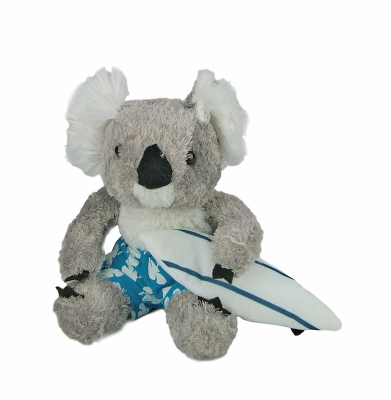 Koala soft plush toy with surfboardsurfing koalaDinki Di Mates