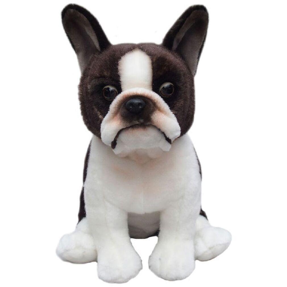 Black and White 9" High Aurora World Miyoni Boston Terrier Dog Plush Toy 