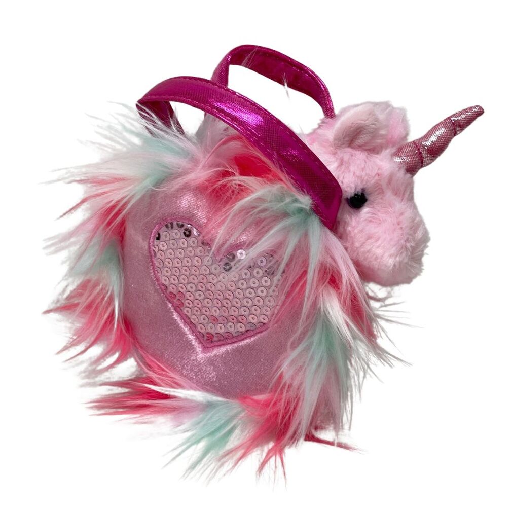 Unicorn Pink Fluffy Heart Bag - Fancy Pals
