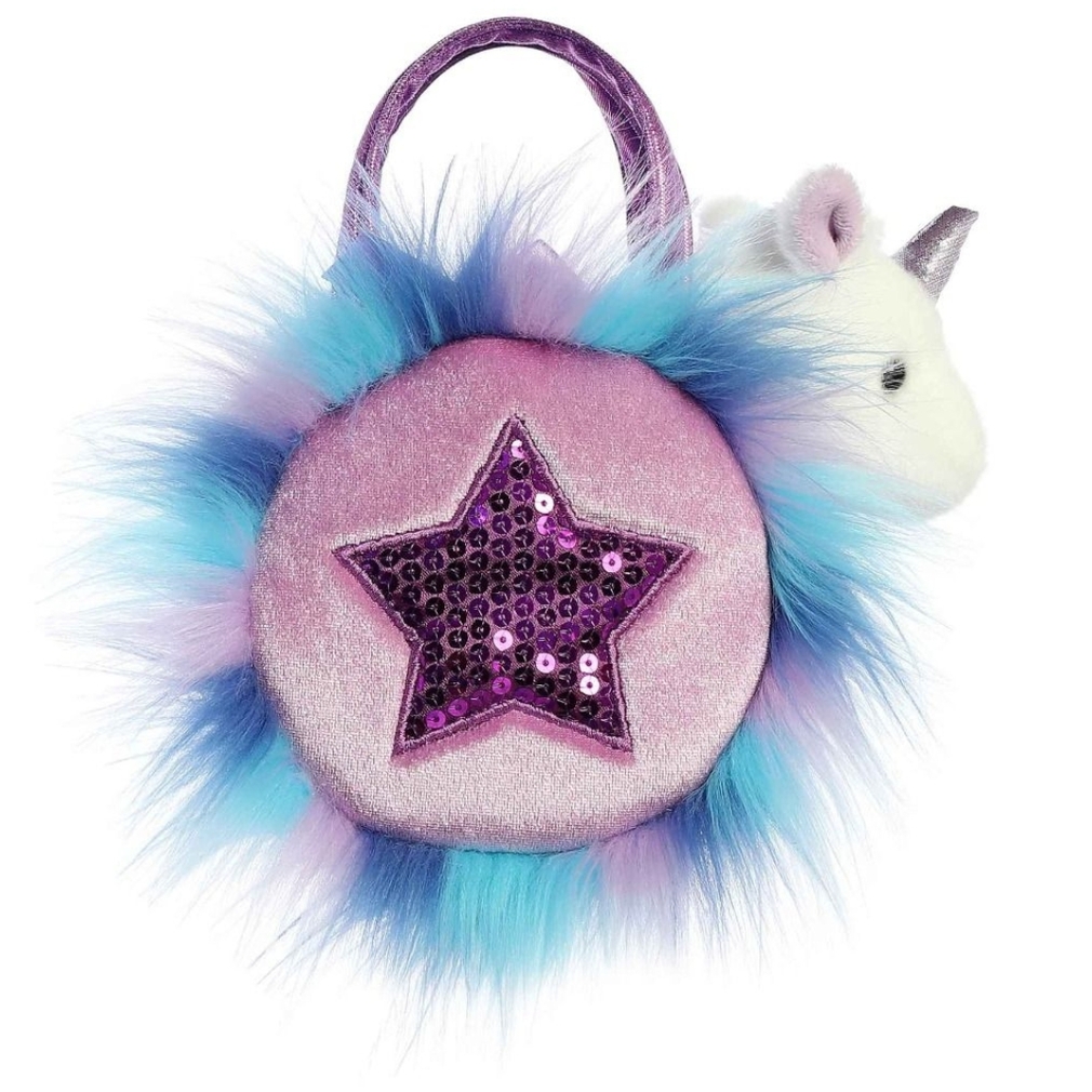 Unicorn Purple Fluffy Star Bag - Fancy Pals