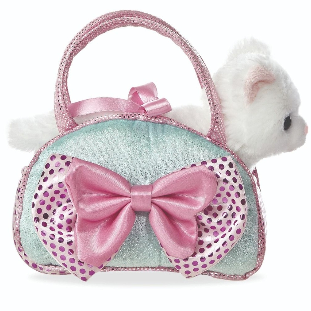 Cat in Pink Bow/Blue Bag - Fancy Pals