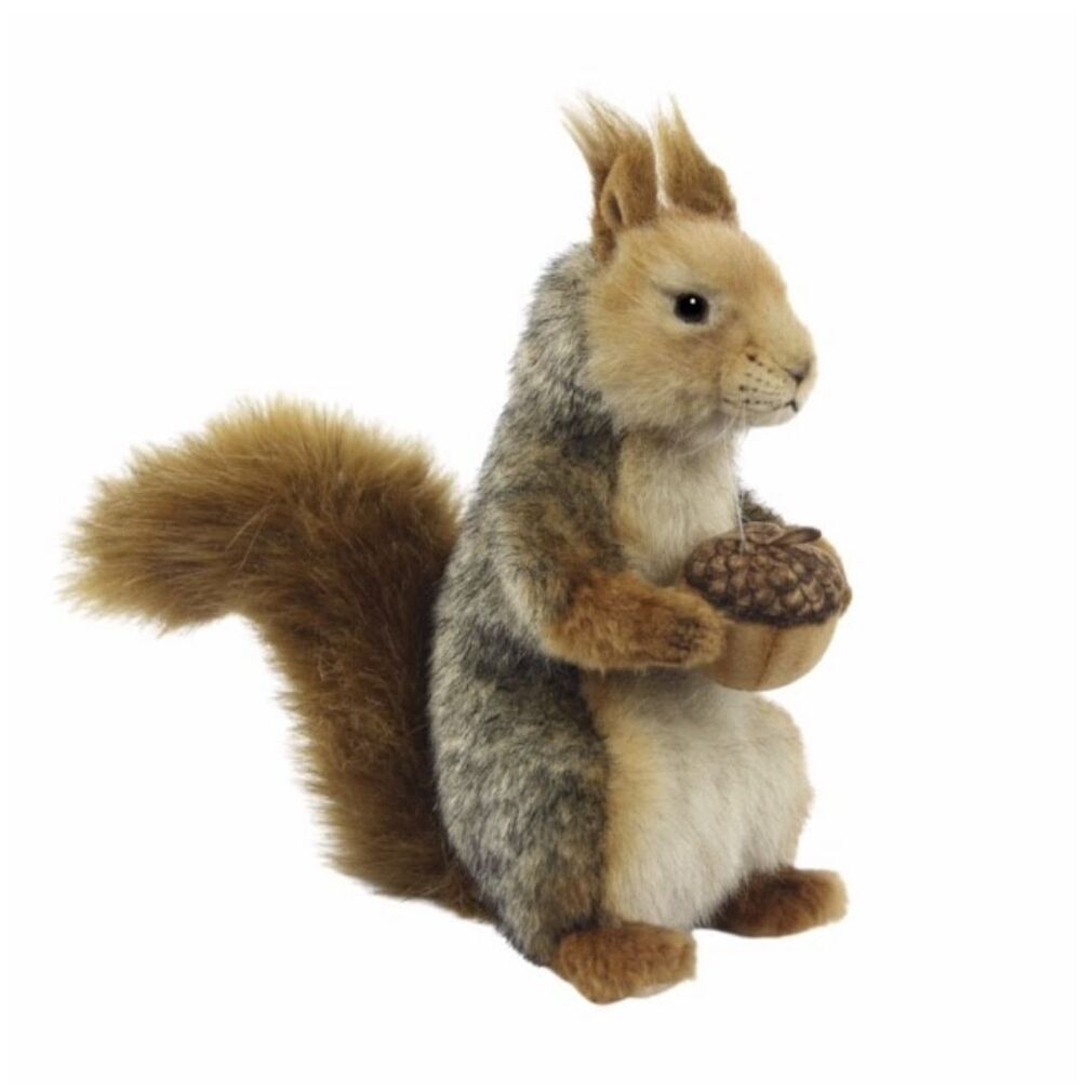 Grey Squirrel Sitting with Nut Soft Toy