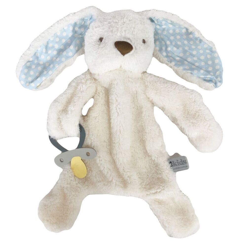 Bunny Comforter with Dummy Holder Cream and Blue