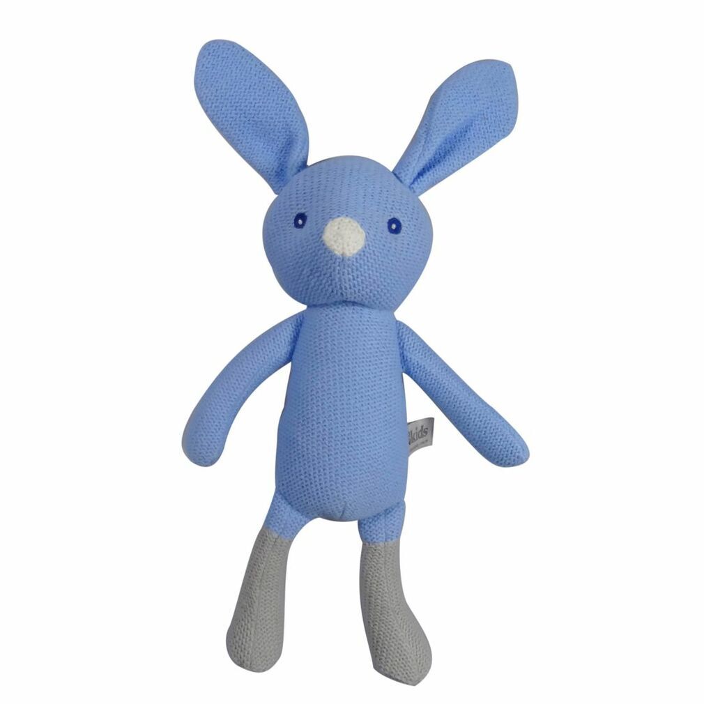 Knitted Dangly Bunny - Blue