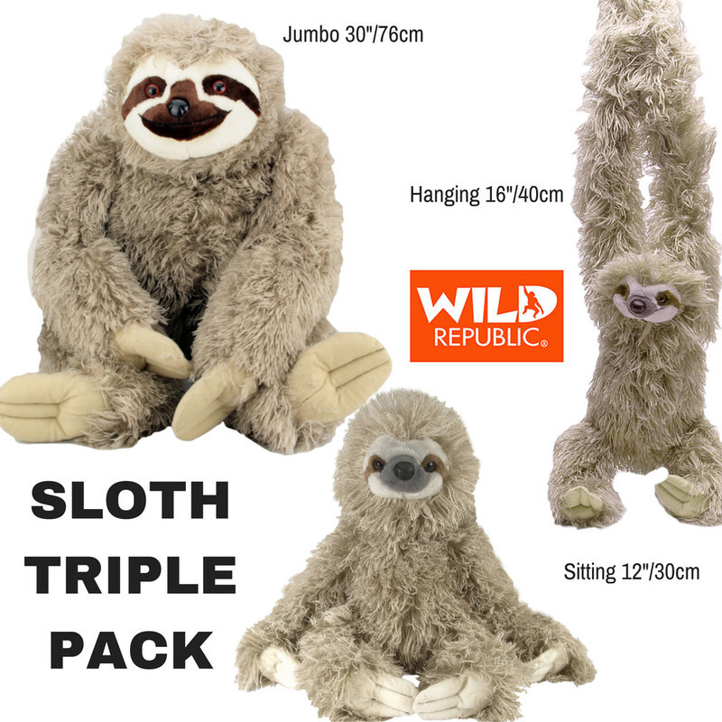 Sloth Stuffed Animal (Pack of 3) - Wild Republic