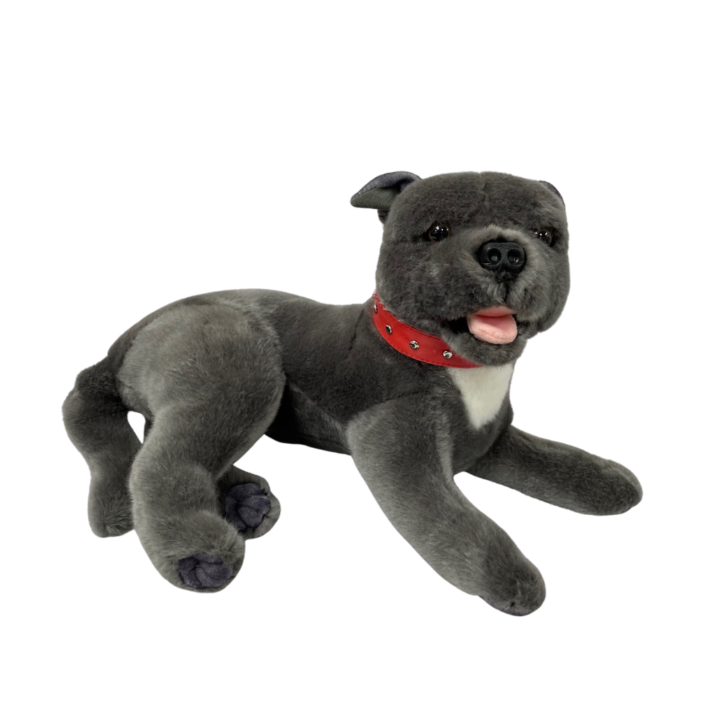 Flint the lying Staffy Terrier Staffordshire Plush Toy - Bocchetta Plush Toys
