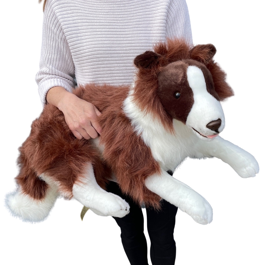 Brown Border Collie| Stuffed Dog Plush Toy| Extra Large| Fudge|Bocchetta  Plush Toys