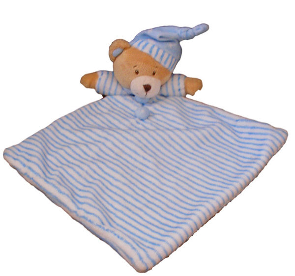 Bear Comforter Blankie Blue with rattle - Huggable