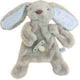 Personalised Bunny Comforter with Dummy Holder Beige and Blue