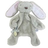 Personalised Bunny Comforter with Dummy Holder Beige and Pink
