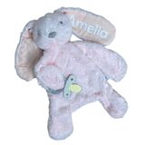 Personalised Bunny Comforter with Dummy Holder Pink Stripe