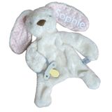 Personalised Bunny Comforter with Dummy Holder Cream and Pink