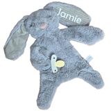 Personalised Bunny Comforter with Dummy Holder Storm Stripe