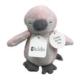 Knitted Penguin Rattle/Crinkler Pink