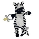 Knitted Eco Zebra Baby Comforter with Dummy Holder